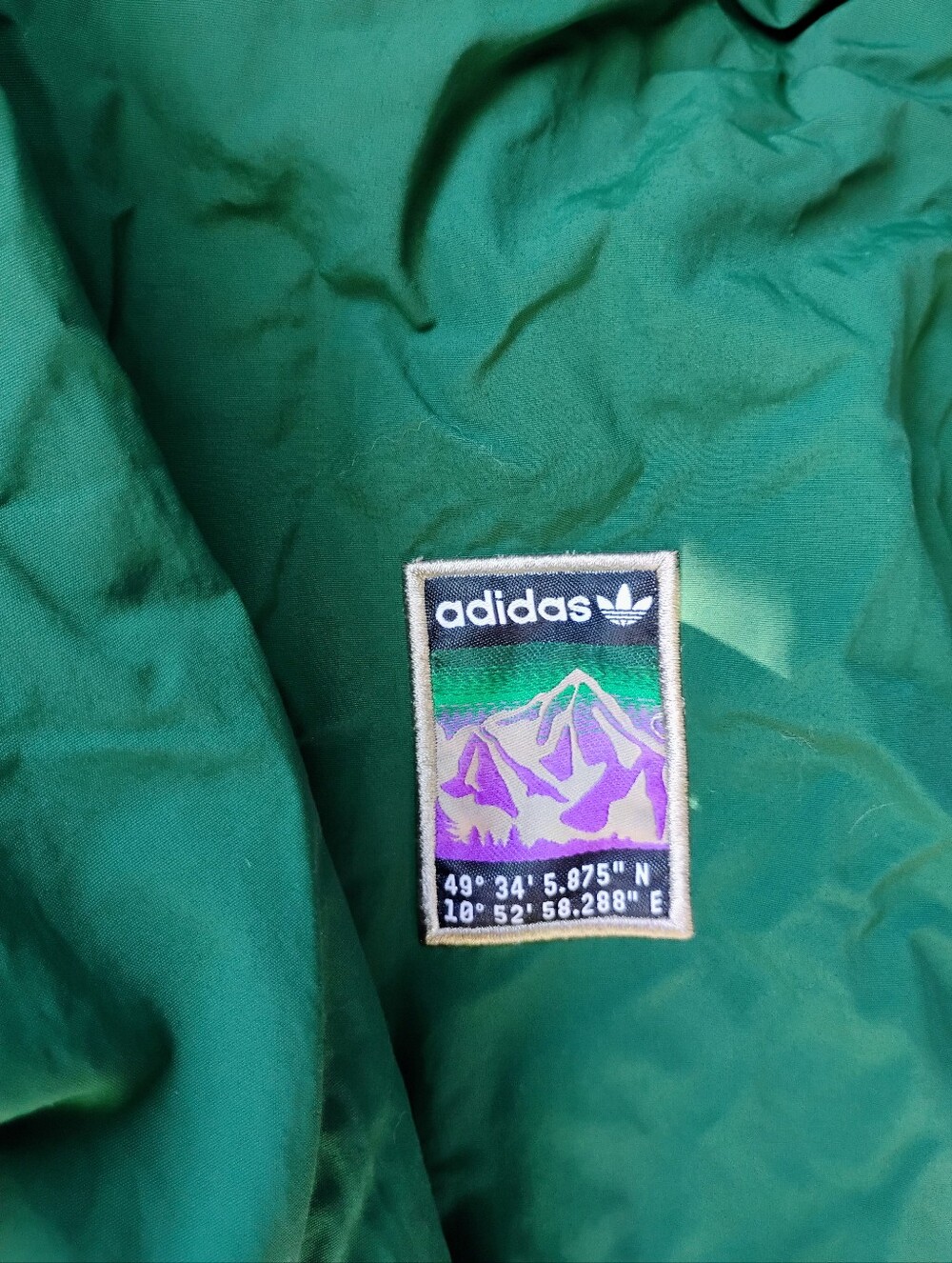 adidas Emerald Green Jacket with Purple & Cream Patch Unisex - Picture 2 of 4